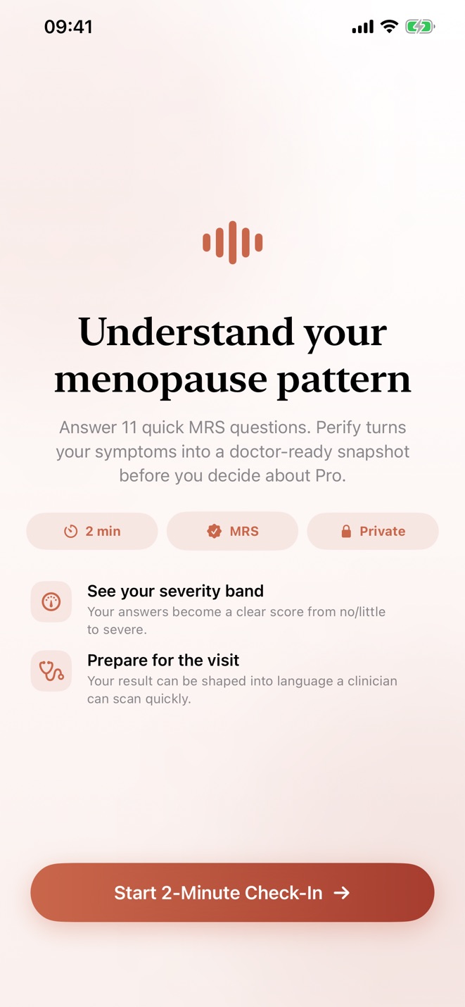 Perify check-in intro: answer 11 quick MRS questions